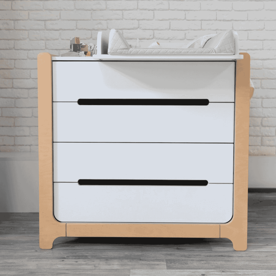 Dětská komoda Markito Gekko Kids, 90x53x86cm, Bílá / Přírodní Buk